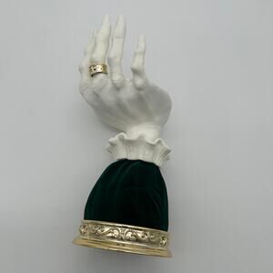 Bath & Body Works Skeleton Hand Candle Holder Green Velvet Sleeve Halloween